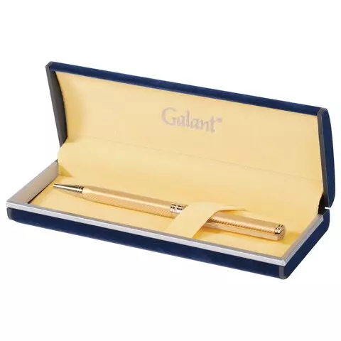 Ручка подарочная шариковая Galant "Stiletto Gold" тонкий корпус золотистый золотистые детали пишущий узел 07 мм. синяя