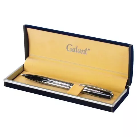 Ручка подарочная шариковая Galant "Offenbach" корпус серебристый с черным хромированные детали пишущий узел 07 мм. синяя