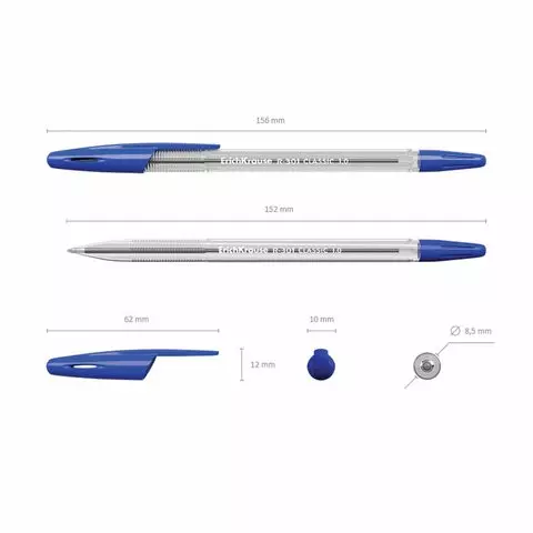 Ручка шариковая Erich Krause "R-301 Classic" синяя корпус прозрачный узел 1 мм.
