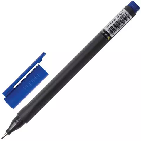 Ручка капиллярная (линер) Brauberg "Carbon" синяя металлический наконечник трехгранная линия письма 04 мм.