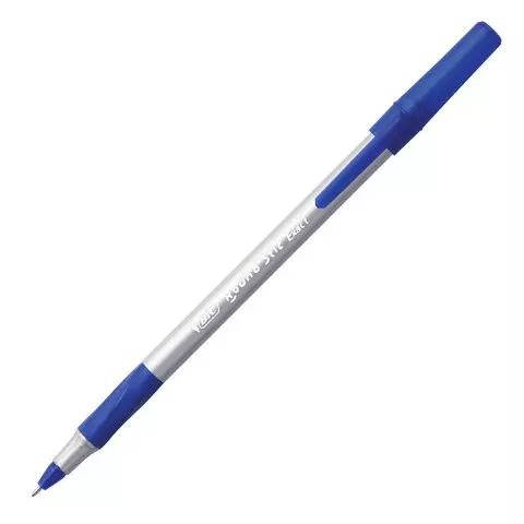 Ручка шариковая с грипом Bic "Round Stic Exact" синяя корпус серый узел 07 мм.
