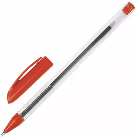 Ручка шариковая масляная Brauberg "Rite-Oil" красная корпус прозрачный узел 07 мм.