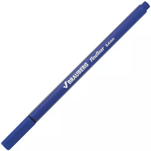 Ручка капиллярная (линер) Brauberg "Aero" синяя трехгранная металлический наконечник линия письма 04 мм.