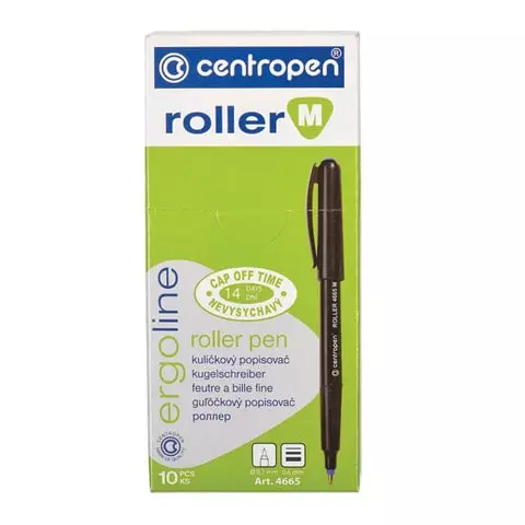 Ручка-роллер Centropen зеленая трехгранная корпус черный узел 07 мм.