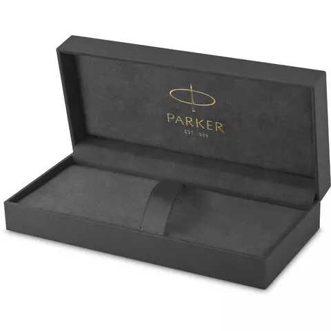 Ручка шариковая Parker "Sonnet Core Stainless Steel GT" серебристый корпус позолоченные детали черная