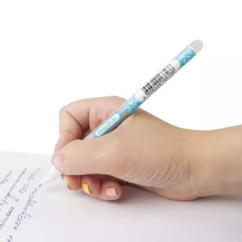 Ручка стираемая гелевая Пифагор синяя корпус двухцветный узел 05 мм.