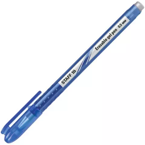 Ручка стираемая гелевая Staff "College EGP-102" синяя корпус синий хромированные детали узел 05 мм.
