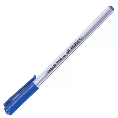 Ручка шариковая масляная Pensan "Triball" синяя дисплей трехгранная узел 1 мм.