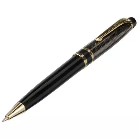 Ручка подарочная шариковая Brauberg Sonata синяя корпус золотистый с черным линия письма 05 мм.