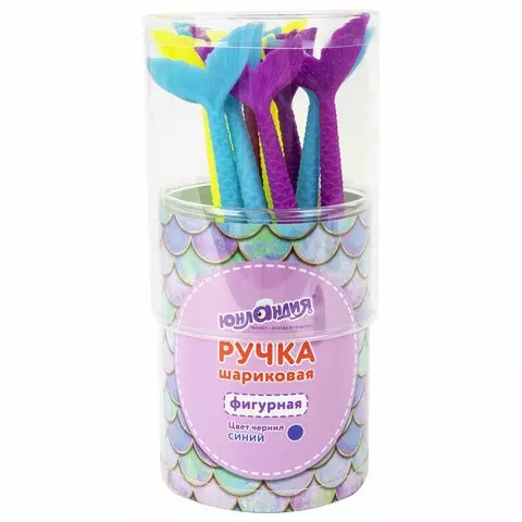 Ручка фигурная шариковая Юнландия "Русалка" мягкий силиконовый корпус ассорти синяя пишущий узел 07 мм.