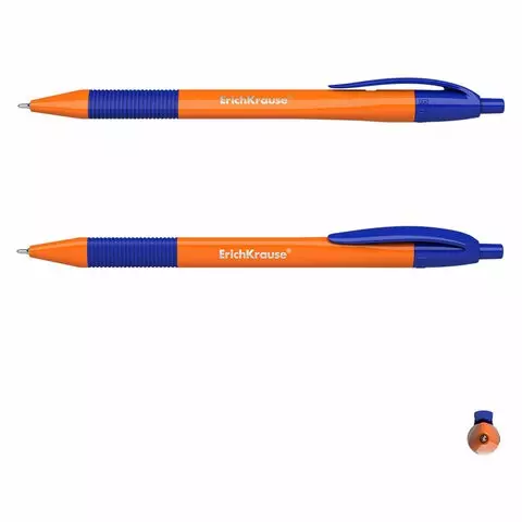Ручка шариковая масляная автоматическая с грипом Erich Krause "U-209 Orange" синяя узел 10 мм. линия письма 03 мм.