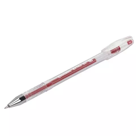 Ручка гелевая Brauberg "Extra" красная корпус прозрачный узел 05 мм. линия 035 мм.
