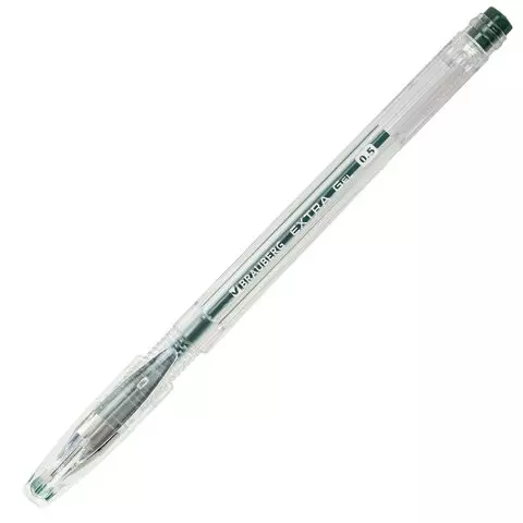 Ручка гелевая Brauberg "Extra" зеленая корпус прозрачный узел 05 мм. линия 035 мм.
