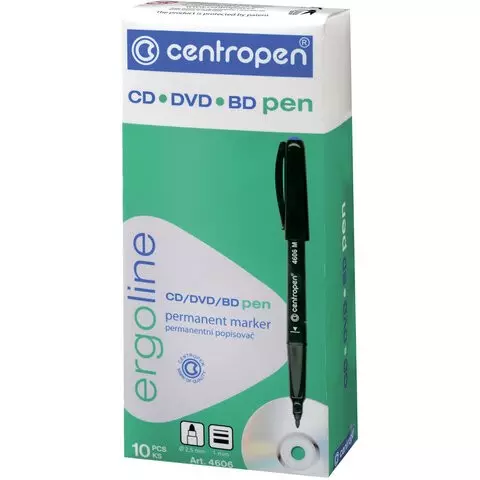 Маркер для CD и DVD черный Centropen трехгранная форма захвата тонкий 1 мм.