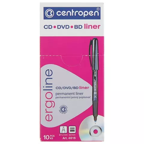 Маркер для CD и DVD синий Centropen трехгранная форма захвата тонкий 06 мм.