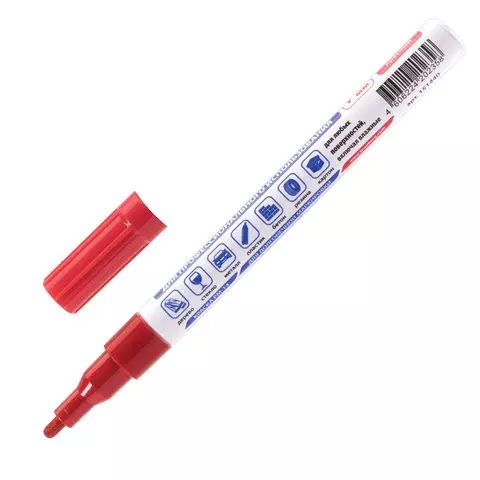 Маркер-краска лаковый (paint marker) 2 мм. красный НИТРО-ОСНОВА алюминиевый корпус Brauberg Professional Plus