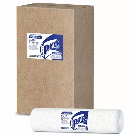 Простыни бумажные рулонные с перфорацией 50 м PROtissue PREMIUM 2-слойные 135 листов 37х50 см.