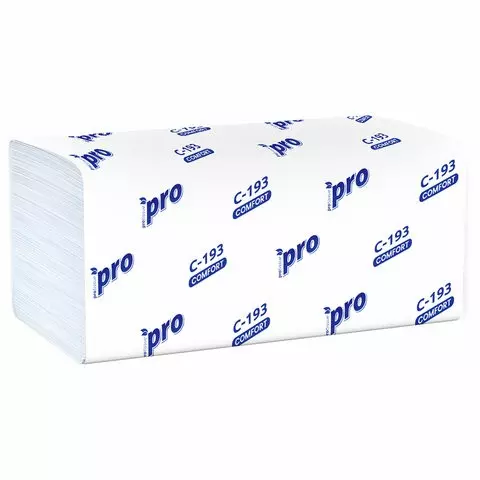 Полотенца бумажные 250 шт. PROtissue (H3) COMFORT 1-слойные белые комплект 20 пачек 22x21 V-сложение