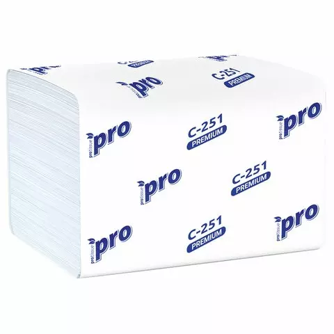 Салфетки 200 шт. PROtissue (Система N4) PREMIUM 2-слойные комплект 20 шт. 21х16 см. V-сложение белые