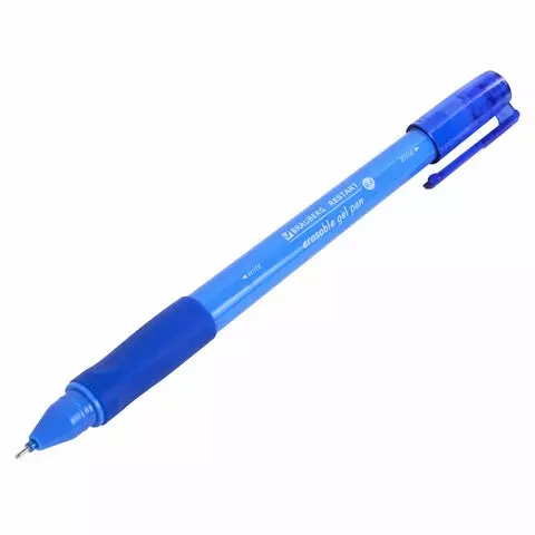 Ручка стираемая гелевая с эргономичным грипом + 9 стержней Brauberg "RESTART" синяя игольчатый узел 07 мм. линия письма 035 мм.