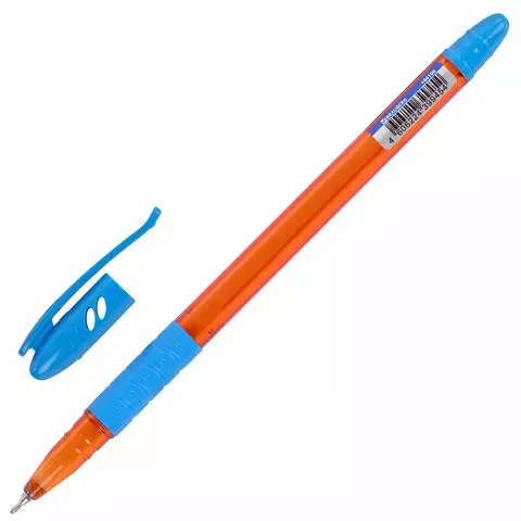 Ручка шариковая масляная с грипом Brauberg GLASSY MIX синяя корпус ассорти линия письма 035 мм.