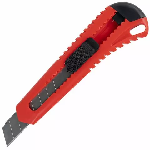 Нож канцелярский 18 мм. ОФИСМАГ "Classic" фиксатор корпус красный упаковка с европодвесом