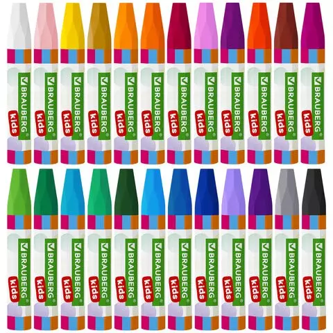 Восковые мелки утолщенные Brauberg Kids набор 24 цвета на масляной основе