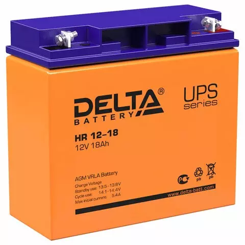 Аккумуляторная батарея для ИБП любых торговых марок 12В 18 Ач 181х77х167 мм. DELTA