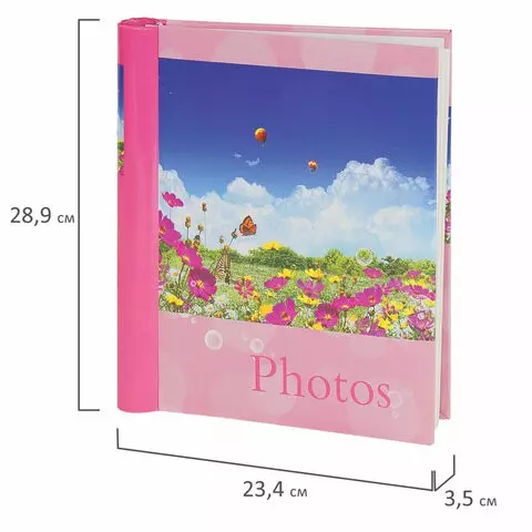 Фотоальбом Brauberg на 20 магнитных листов 23х28 см. "Дивный луг" розовый