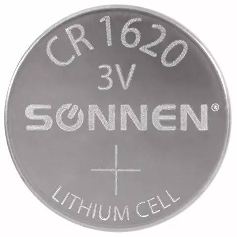 Батарейка литиевая CR1620 1 шт. "таблетка дисковая кнопочная" SONNEN Lithium в блистере