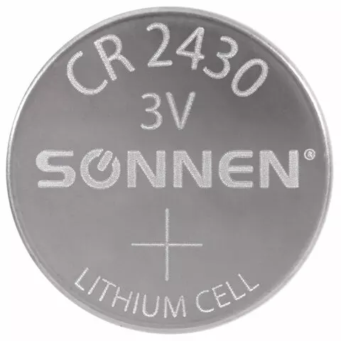 Батарейка литиевая CR2430 1 шт. "таблетка дисковая кнопочная" SONNEN Lithium в блистере