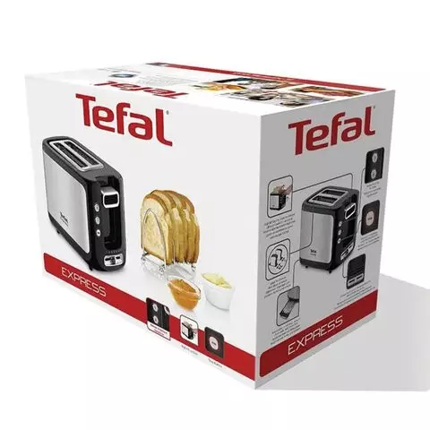 Тостер TEFAL TT365031 850 Вт 2 тоста 7 режимов механическое управление металл/пластик серебристый/черный