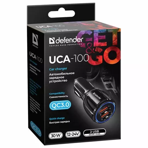 Зарядное устройство АВТОМОБИЛЬНОЕ DEFENDER UCA-100 2 порта USB
