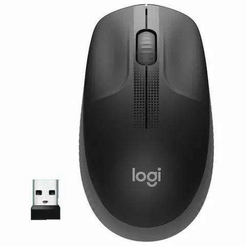 Мышь беспроводная LOGITECH M190 2 кнопки+1 колесо-кнопка оптическая чёрно-серый