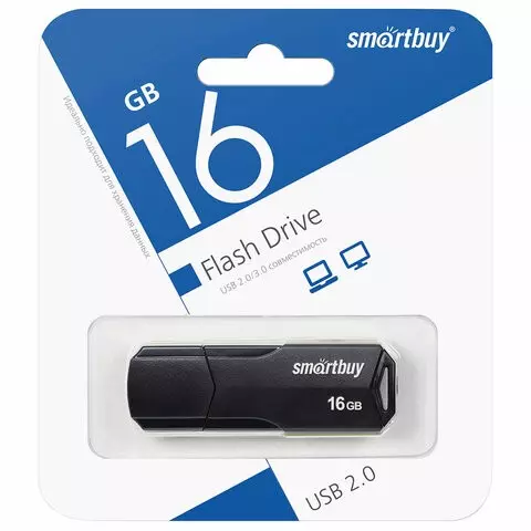 Флеш-диск 16GB SMARTBUY Clue USB 2.0 черный