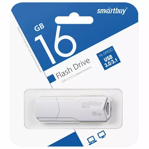 Флеш-диск 16GB SMARTBUY Clue USB 2.0 белый