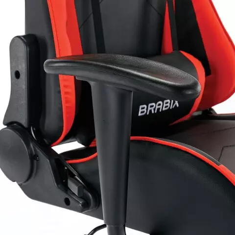 Кресло компьютерное BRABIX "Hunter GM-130" две подушки экокожа черное/красное