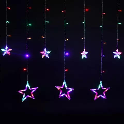 Электрогирлянда-занавес комнатная "Звезды" 3х1 м. 138 LED мультицветная 220 V Золотая Сказка