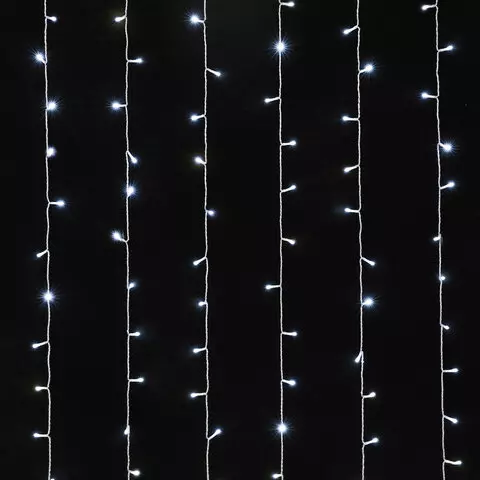 Электрогирлянда-занавес комнатная "штора" 3х2 м. 144 LED холодный белый свет 220 V Золотая Сказка
