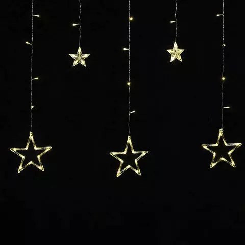 Электрогирлянда-занавес комнатная "Звезды" 3х05 м. 108 LED теплый белый 220 V Золотая Сказка