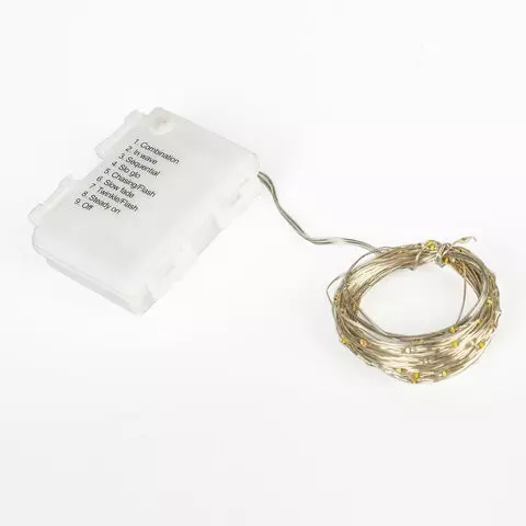 Электрогирлянда-нить уличная "Роса" 20 м. 200 LED теплый белый свет на батарейках пульт Золотая Сказка