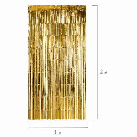 Дождик-занавес для праздника и фотозоны длина 2 м. ширина 1 м. золотистый Золотая Сказка