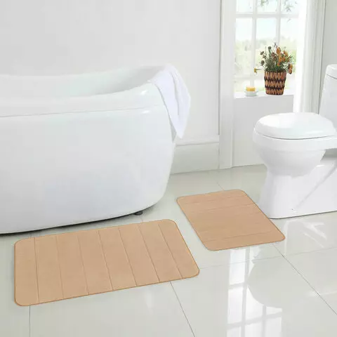 Комплект ковриков MEMORY EFFECT для ванной 50х80 см. и туалета 40х60 см. бежевый Laima HOME