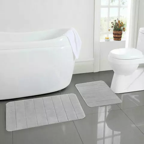 Комплект ковриков MEMORY EFFECT для ванной 50х80 см. и туалета 40х60 см. светло-серый Laima HOME