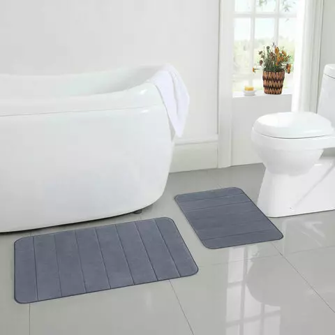 Комплект ковриков MEMORY EFFECT для ванной 50х80 см. и туалета 40х60 см. темно-серый Laima HOME