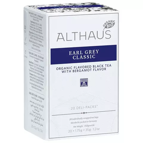 Чай ALTHAUS "Earl Grey Classic" черный 20 пакетиков в конвертах по 175 г. ГЕРМАНИЯ