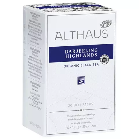 Чай ALTHAUS "Darjeeling Highlands" черный 20 пакетиков в конвертах по 175 г. ГЕРМАНИЯ