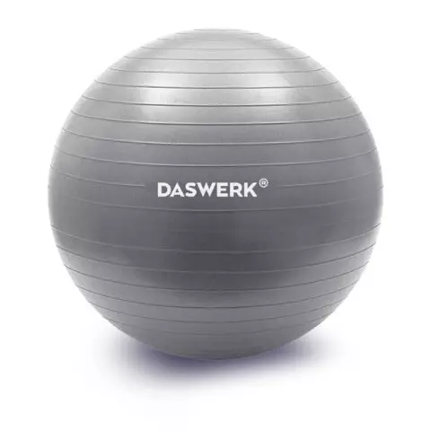 Мяч гимнастический (фитбол) 65 см. с эффектом "антивзрыв" с ручным насосом серебристый Daswerk