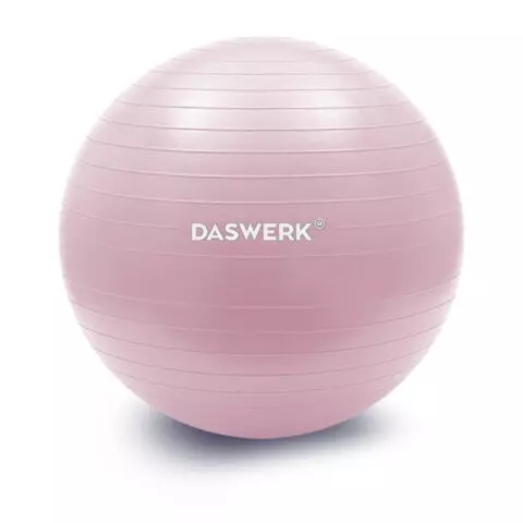 Мяч гимнастический (фитбол) 65 см. с эффектом "антивзрыв" с ручным насосом розовый Daswerk