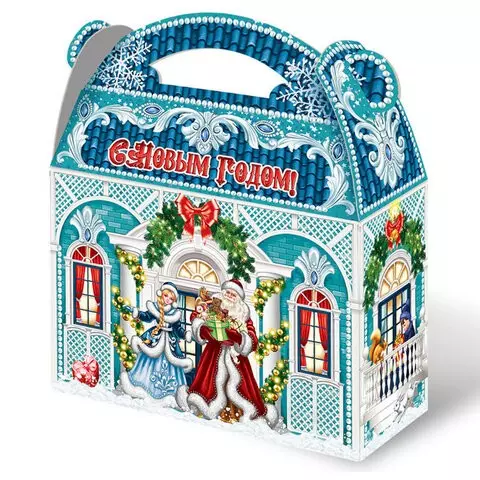 Подарок новогодний "Домик Деда Мороза" набор конфет 1000 г.